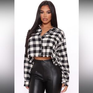 Fashion Nova Cropped Plaid Flannel